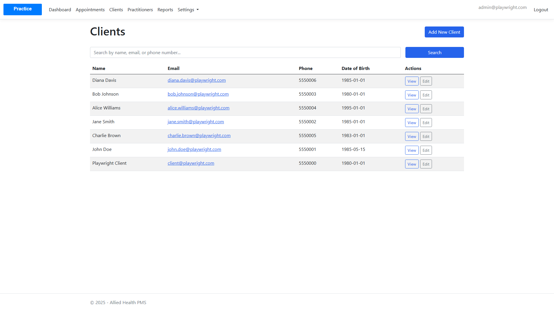 Client Search Box