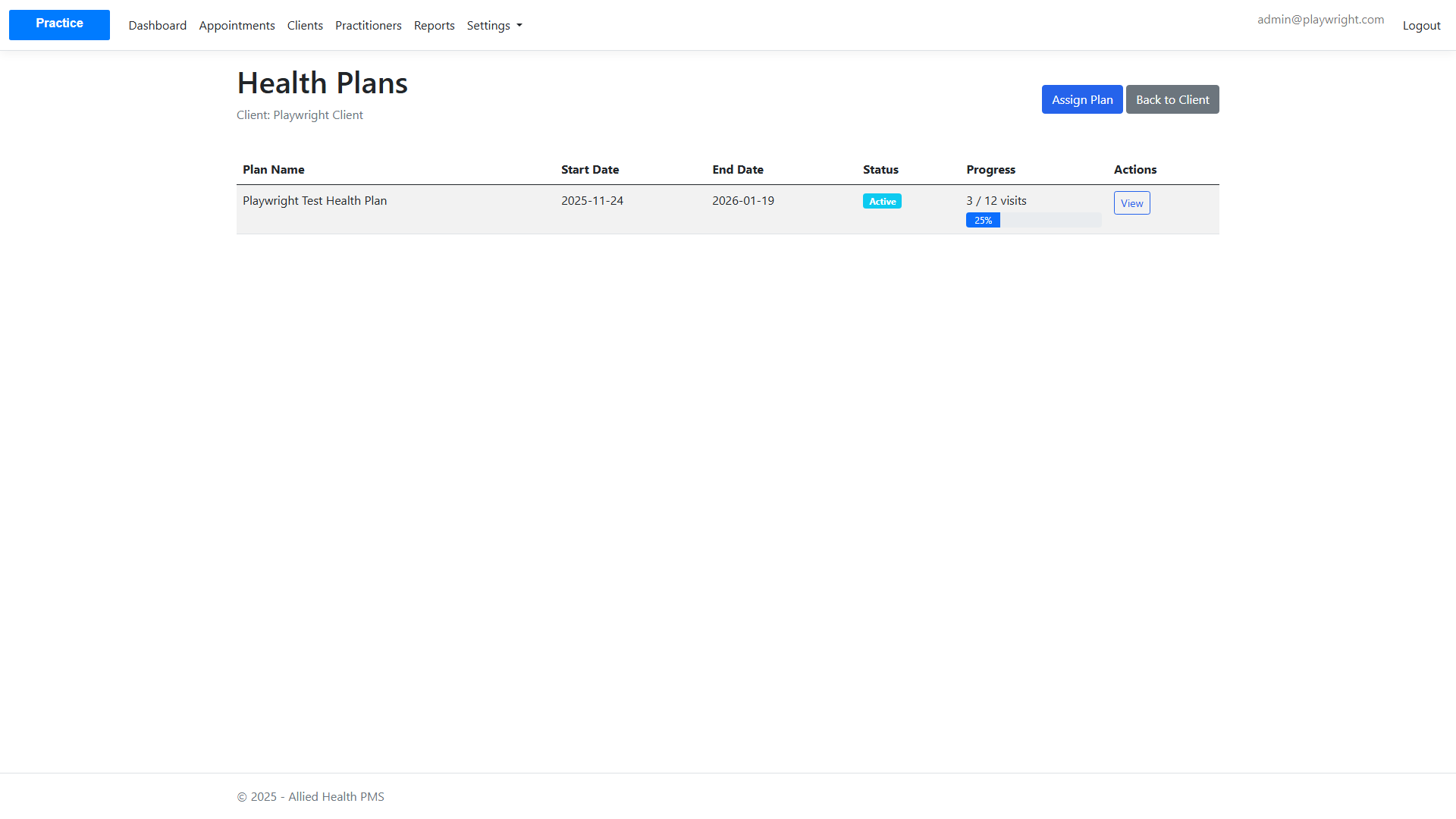 Client Health Plans