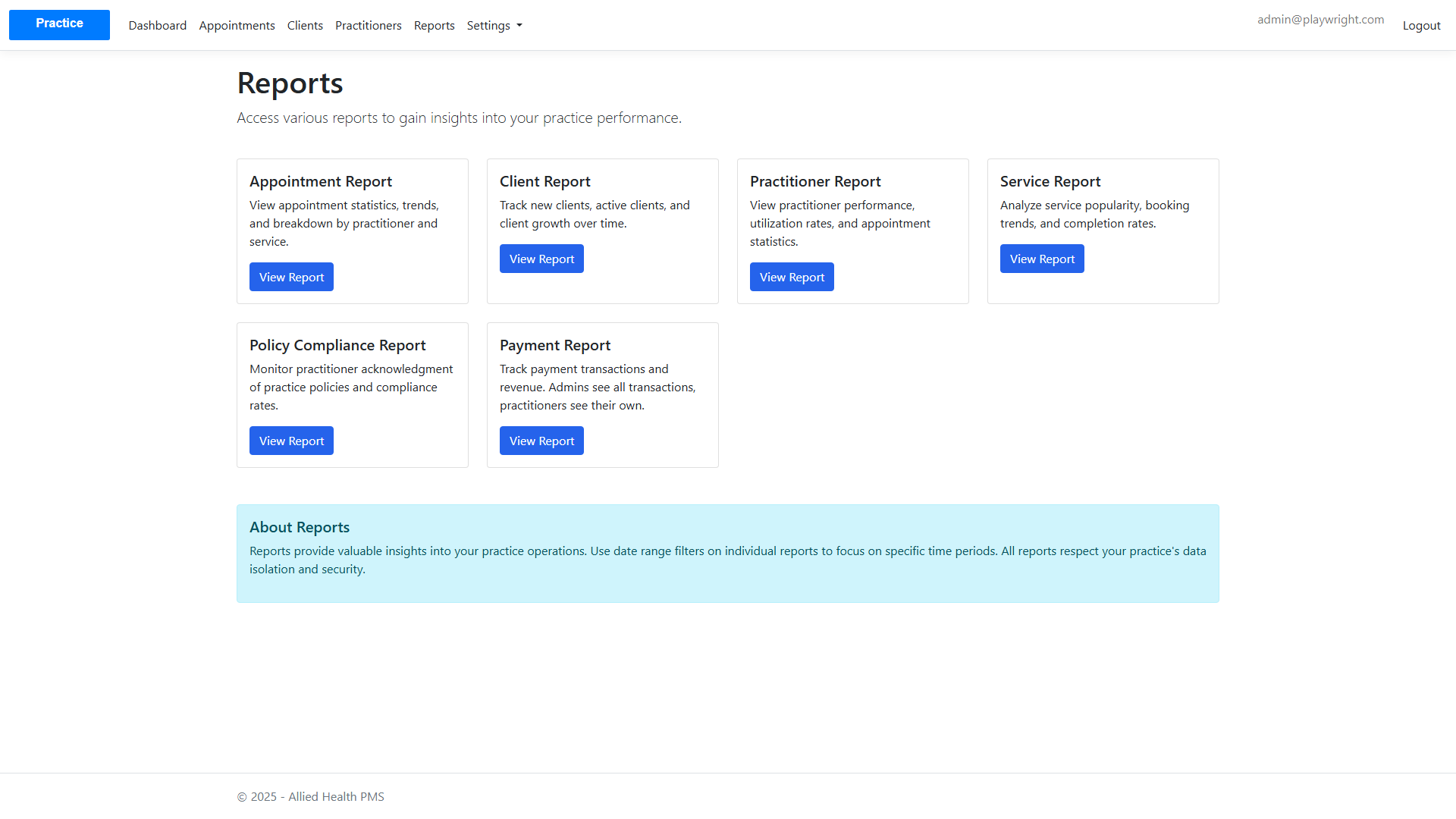 Reports Index