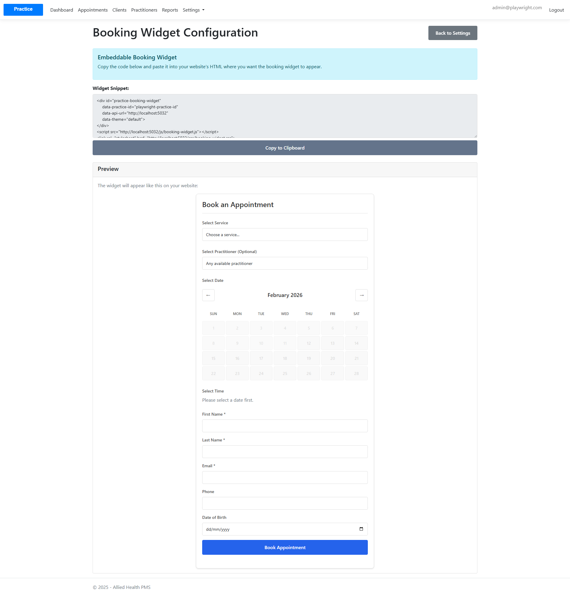 Widget Configuration
