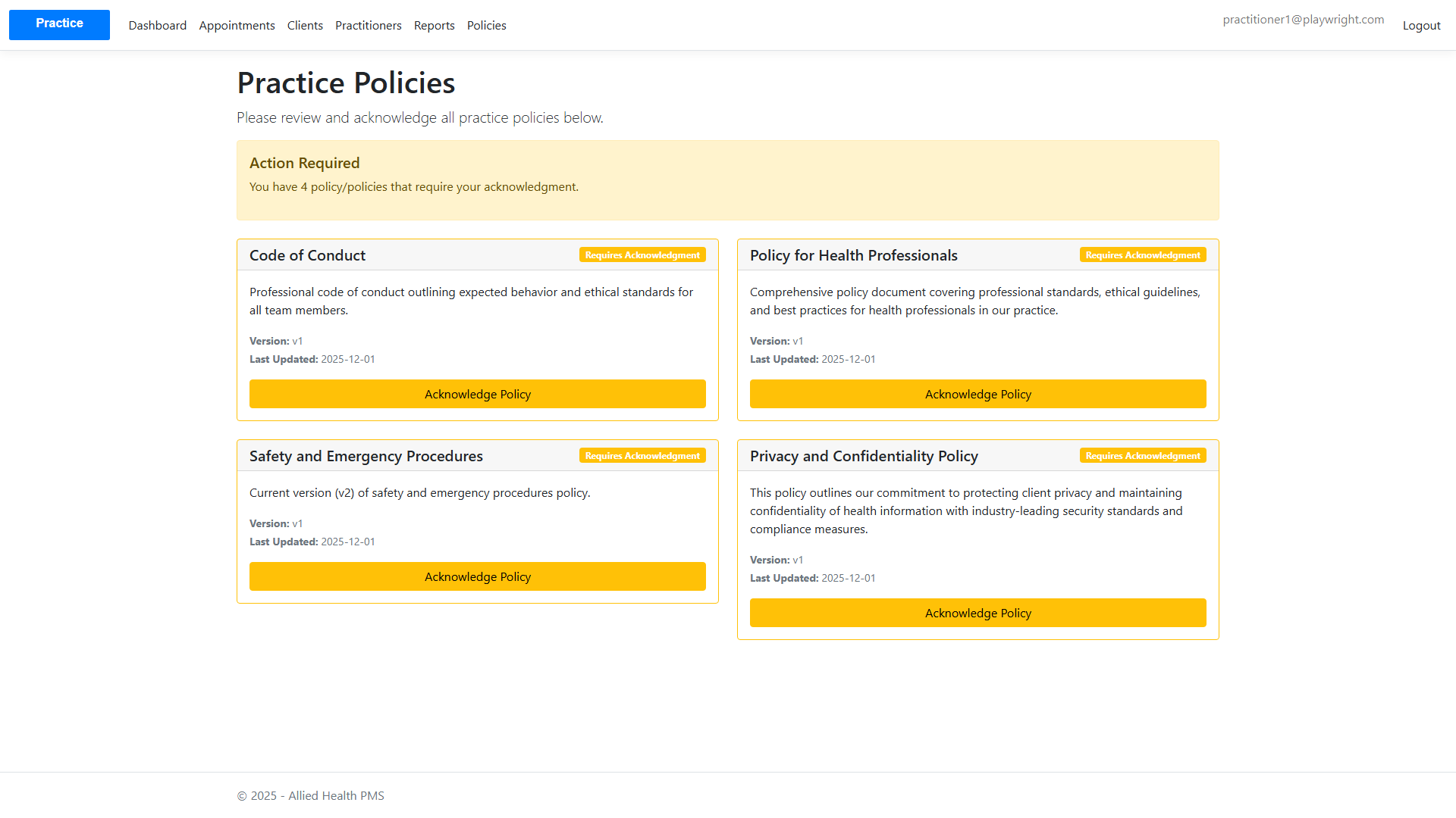 Practitioner Policies