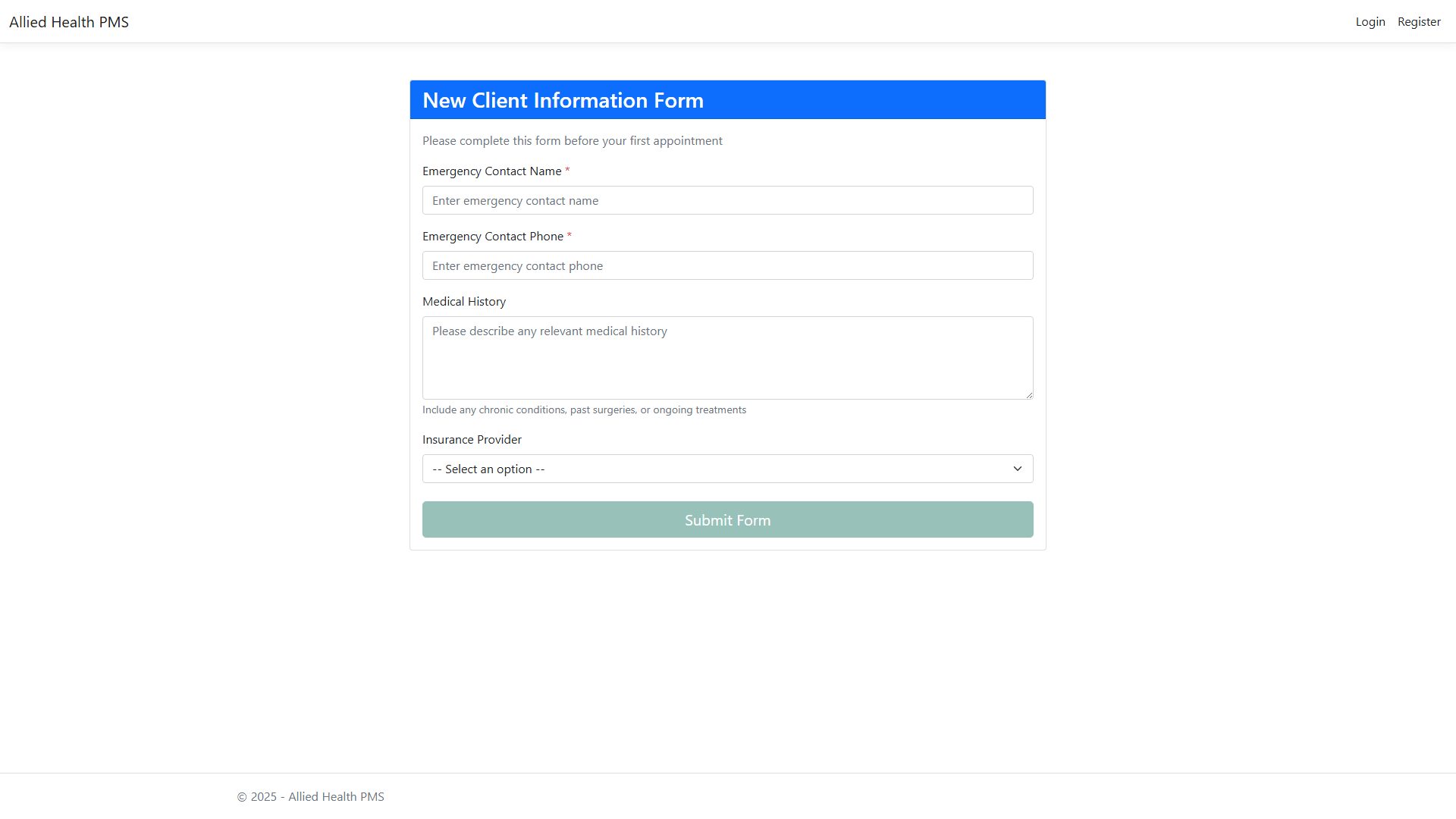 Public Client Form